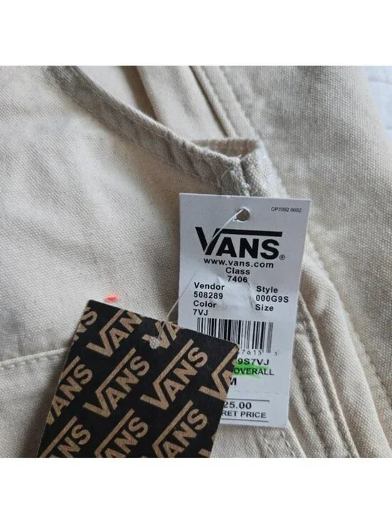 Vans Cotton Stryker Overalls Women Workwear Inspired Patches Cream New 042026 - Picture 9 of 13